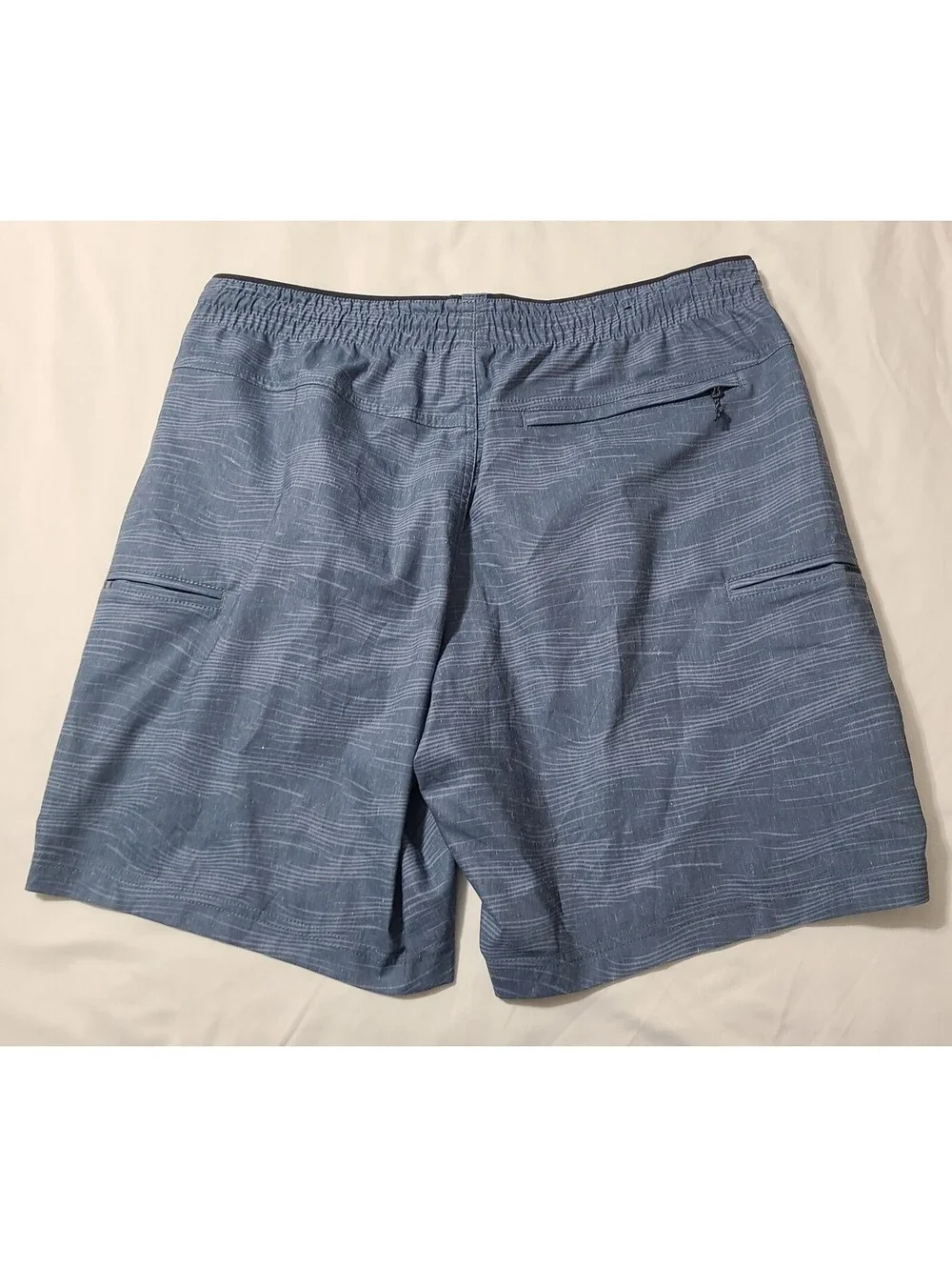 Kuhl Getaway Shorts Mens Sz Large Oceanview Wave Blue Hemp Blend Quick Dry Beach